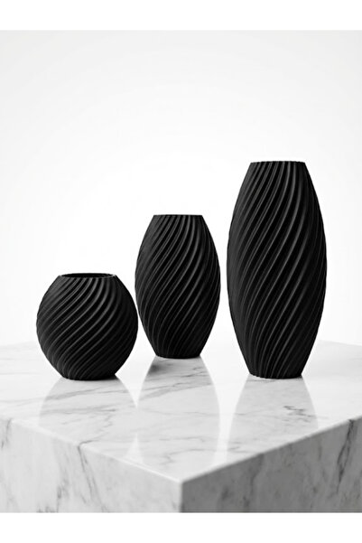 Leerybee 3 Pieces Indoor Decorative Vase Set 3D Printing 8-13-18 cm