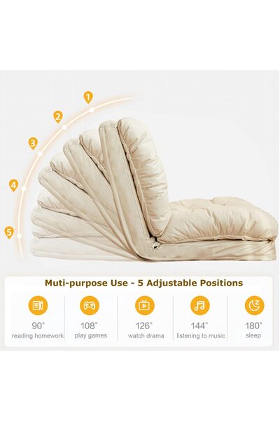 Enjoylifeme Folding Sofa Bed, 5-Position Adjustable Floor Lounger, 2-in-1 Armless Sleeper Chair
