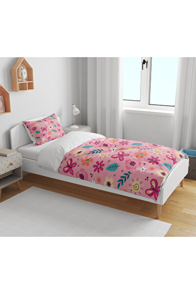 Home Colorful Flowers Patterned 3D Digital Printed Single Size Sheetless Girls Duvet Cover Set Sleeping Set