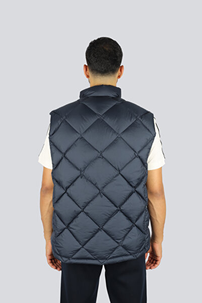 EA7 Men's Sleeveless Mock Neck Inflatable Zipper Closure Navy Blue Vest 7m001002 Af15923-Ub102