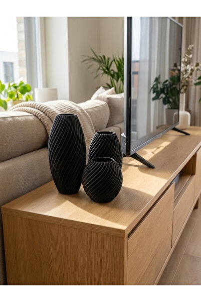 Leerybee 3 Pieces Indoor Decorative Vase Set 3D Printing 8-13-18 cm