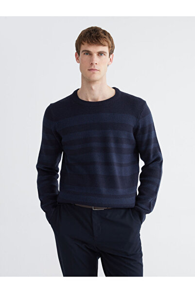 LC Waikiki Rmz Gi̇yi̇m Farkiyla Zero Roba Collar Striped Men's Knitwear Sweater