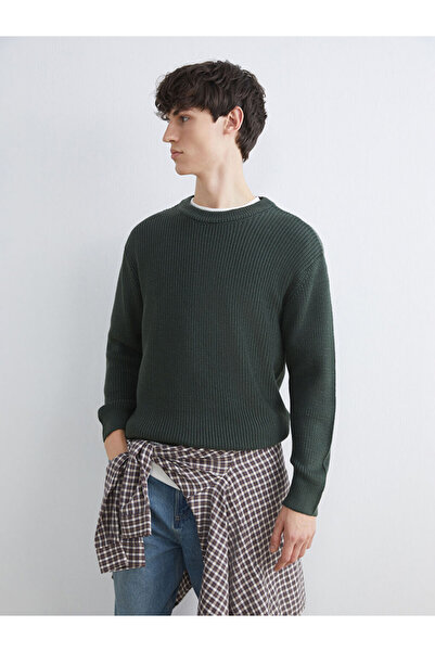 LC Waikiki Green Crew Neck Men's Knitwear Sweater