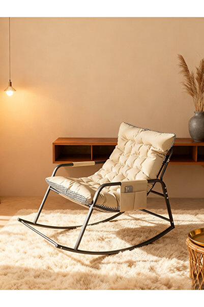 Enjoylifeme Rocking Chair with Cushion Indoor Outdoor, Oversized Padded Lounge Rockers, Egg Rocking Chairs