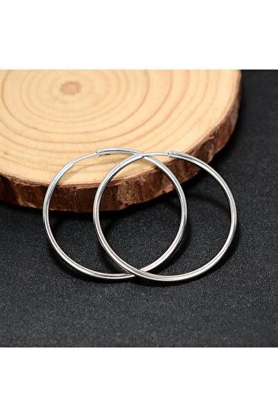 Choice 60 مم فضية زوج واحد من الأقراط الدائرية الدائرية الكلاسيكية البسيطة ال...