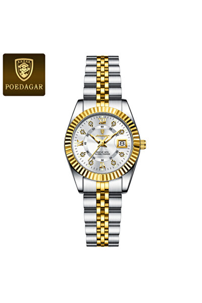 Choice1 780 Gold White Luxury Women's Watches Waterproof Luminous Date Ladies Wristwatch Stainless Steel El