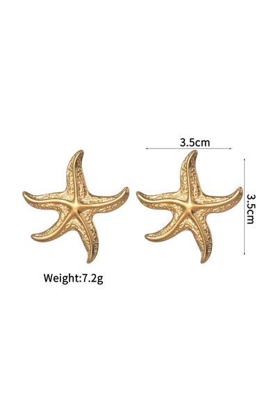 Choice E816 18K Gold Plated Stainless Steel Sea Ocean Element Starfish Earrin...
