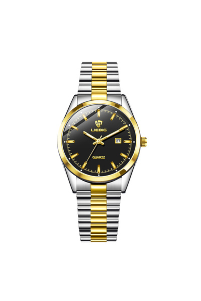 Skmei gold Fashion Luxury Stainless Steel Quartz Wristwatch Classic Business Date Waterproof Luminous Stai