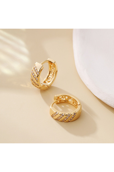 Choice أقراط دائرية من الذهب عيار 18 قيراطًا مطلية بالذهب ومرصعة بالزركون للنساء بتصميم هندسي مضاد للحساسية، أقراط هاجيز سميكة، مجوهرات حفلات