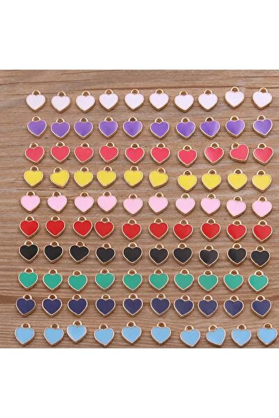 Choice Mix 50PCS 6*8mm 10 Color Alloy Metal Drop Oil Small Heart Charms KC Go...