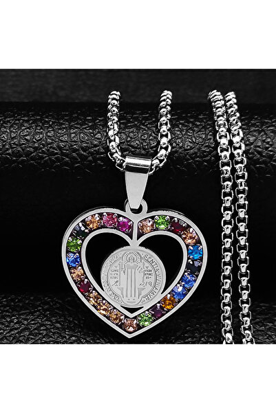 Choice قلادة من الفولاذ المقاوم للصدأ على شكل صليب يسوع الكاثوليكي مقاس 60 سم...