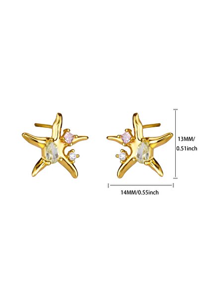 Choice أقراط مرصعة بنجمة البحر الصيفية العتيقة من الفولاذ المقاوم للصدأ للنسا...