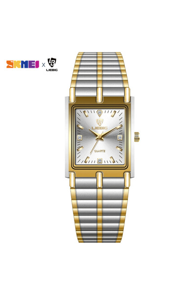 Skmei Men platinum 2022 Luxury Gold Steel Bracelet Wristwatches Female Male Clock Golden Quartz Watch For
