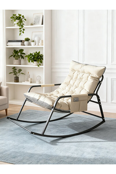 Enjoylifeme Rocking Chair with Cushion Indoor Outdoor, Oversized Padded Lounge Rockers, Egg Rocking Chairs