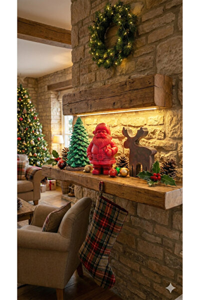 Raw Home Yılbaşı 3’lü Mum Seti – Çilek Kokulu Noel Baba, Sandal Kokulu Çam Ağacı, Amber Kokulu Geyik Mum