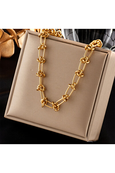 Choice N1725 DIEYURO 316L Stainless Steel Gold Silver Color Twist Knot Necklace Bracelets For Womens Girl N