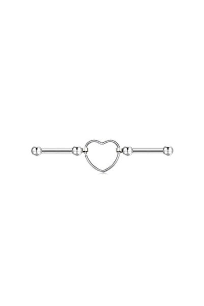 Choice Silver 1( 1PC) Heart-Shaped Zircon Crystal Cherry Stainless Steel Indu...