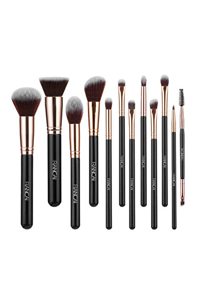 choice2 12pcs New 12pcs Black Cylinder Makeup Brush Set Black Gold Eyeshadow ...