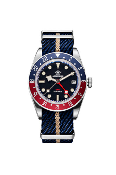 Choice Black blue ADDIESDIVE Luxury GMT515-24H Men's Watch Diver 200m Bubble ...