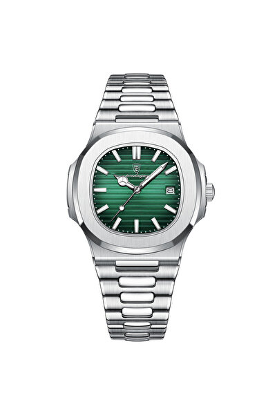 Choice10 613 Silver Green Luxury Brand Men's Quartz Wristwatch Stainless Steel Waterproof Luminous Date Man