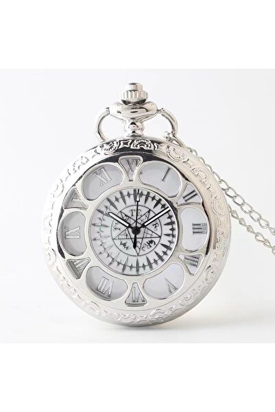 Choice ساعة جيب كوارتز مجوفة محفورة باللون الفضي بتصميم إبداعي مع أرقام عربية...