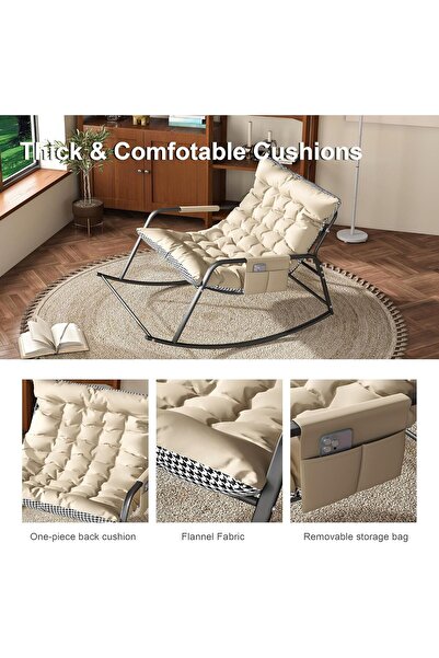 Enjoylifeme Rocking Chair with Cushion Indoor Outdoor, Oversized Padded Lounge Rockers, Egg Rocking Chairs