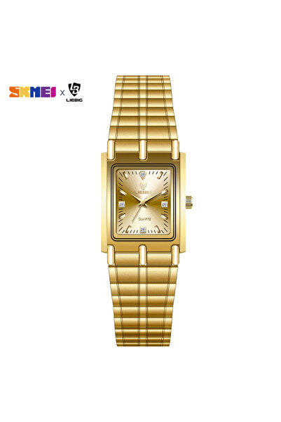 Skmei Women gold 2022 Luxury Gold Steel Bracelet Wristwatches Female Male Clock Golden Quartz Watch For Me