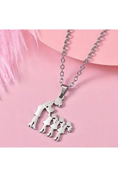 Choice قلادة على شكل قلب للأم والطفل من الفولاذ المقاوم للصدأ مكونة من 3 بنات، قلادة على شكل شخصية الأم والابن والابنة