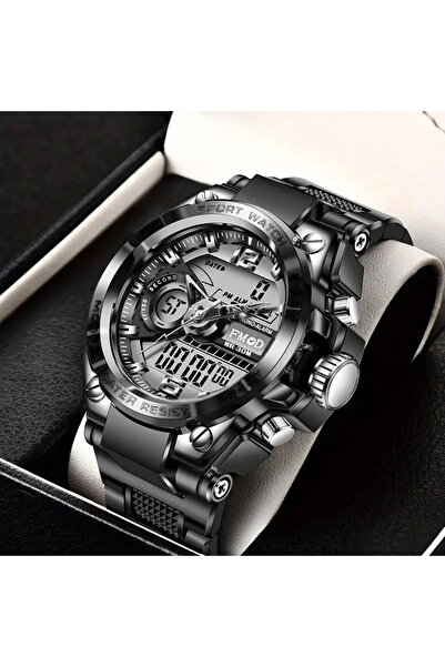 Choice ساعة يد عسكرية رقمية سوداء للرجال من الفولاذ بإضاءة LED كوارتز ساعة ري...