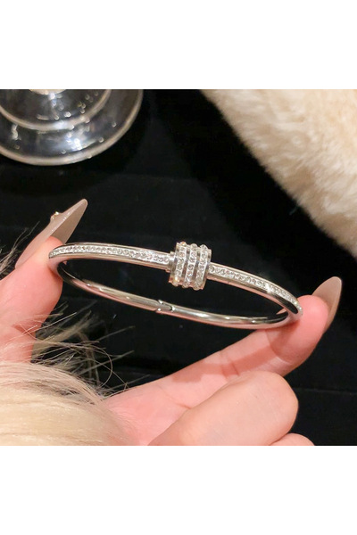 Choice سوار فضي من الفولاذ التيتانيوم بلون الفولاذ C، قطعة واحدة، طراز كلاسيكي عصري، سوار من الفولاذ المقاوم للصدأ