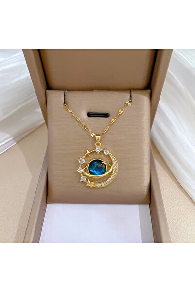 Choice قلادة فاخرة من الفولاذ التيتانيوم على شكل نجمة رائد فضاء للنساء باللون...