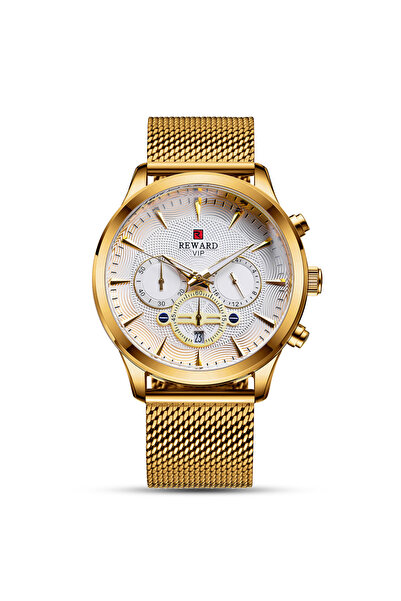 Choice ساعة رجالية ذهبية من الفولاذ المقاوم للصدأ بتقويم فاخر وحركة كوارتز