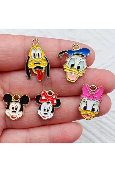 Miniso 6 10pcs Cute Cartoon Animal Alloy Enamel Charms with Golden Base for DIY Jewelry Pendants