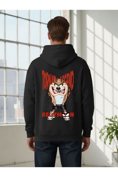 Sweatshirt Unısex Taz Baskılı Kapüşonlu Hoodie