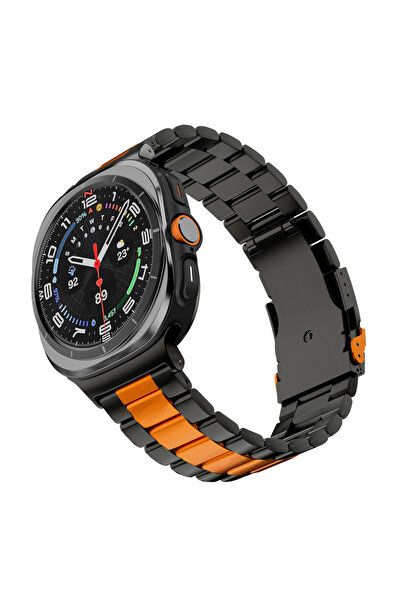 Choice سوار فاخر لساعة جالاكسي ووتش ألترا B-أسود برتقالي 47 مم LTE من الفولاذ...