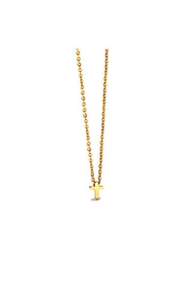 Choice 45cm Gold Color Fashion Tiny Cross Necklace For Women Female Gold Color Stainless Steel Small Cross