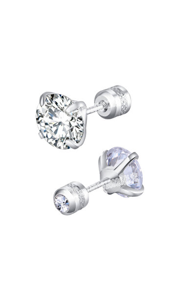 Choice Size 7 MM Silver TOP 4 Color Titanium Steel Stud Earrings for Men Women CZ Zircon Screw Silver Black