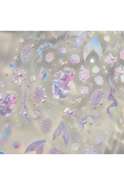 NAILFYOU ملصقات أظافر فنية خماسية الأبعاد MS799 على شكل فقاعات مائية ملونة، سمكة ذهبية، كوي، شبوط، مستقطبة حالمة، ذاتية الصنع