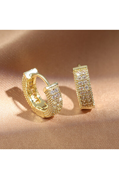 Choice Gold Color Luxury Cubic Zirconia Gold Color Zircon Hoop Earrings For W...