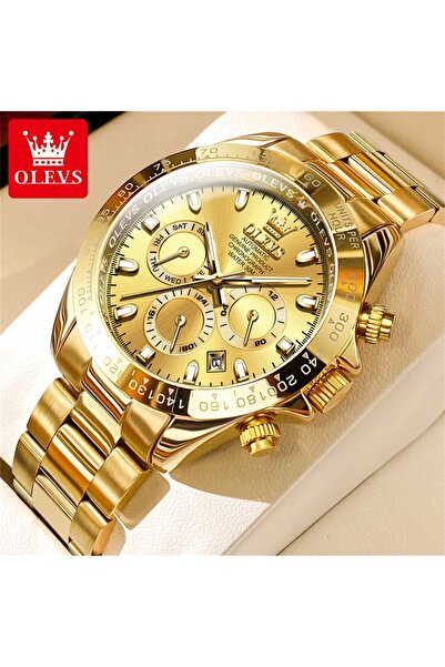 Choice All Gold OLEVS 6638 Men's Automatic Mechanical Watch Waterproof Luminous Stainless Steel Strap Men's