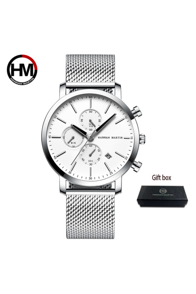 Choice ساعة هانا مارتن الرياضية متعددة الوظائف للرجال بمينا أسود وسوار من الف...