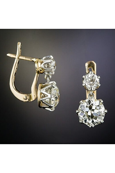 Choice A521-1 أقراط فريدة من نوعها من الكريستال الأبيض باللون الذهبي متدلية ع...