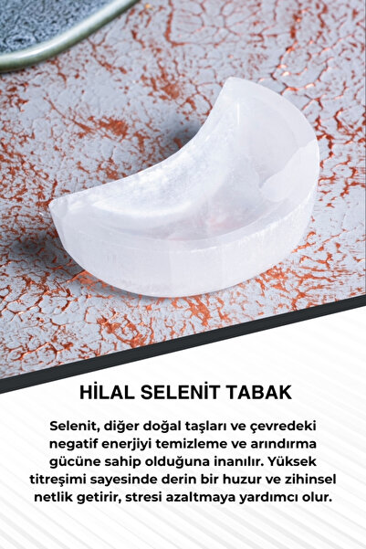 Saff Doğal Taş Hilal Selenit Tabak