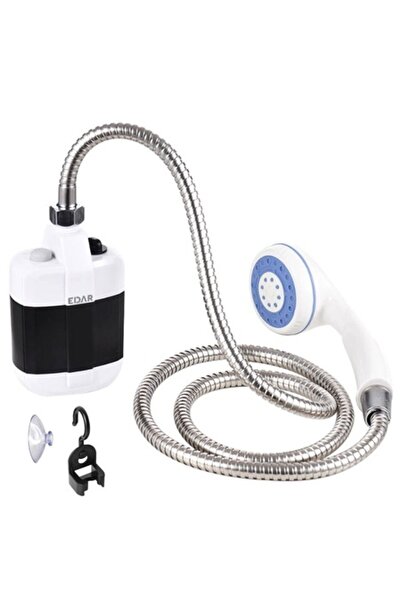 EDAR Portable Electric Shower for Camping, 2200 mAh Rechargeable Pump, USB-Powered, 1.5m Hose, White