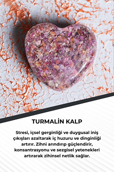 Saff Doğal Taş Turmalin Kalp