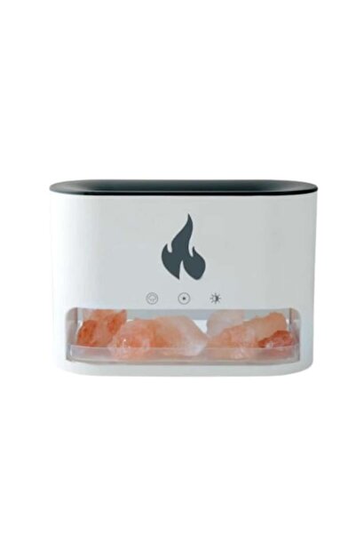 Boxely Aromatherapy Diffuser & Humidifier with Salt Crystals, Flame Effect, 250ml, White
