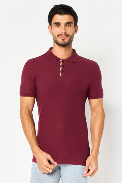 Puma Men Slim Fit Short Sleeve Embroidered Logo Outdoor Polo Shirt, Maroon