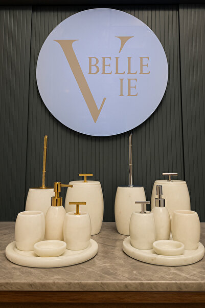 Belle Vie gerçek Beyaz mermer banyo seti (7 li set)