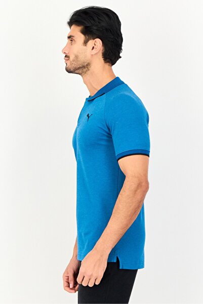 Puma Men Slim Fit Short Sleeve Pique Outdoor Polo Shirt, Heather Teal Blue