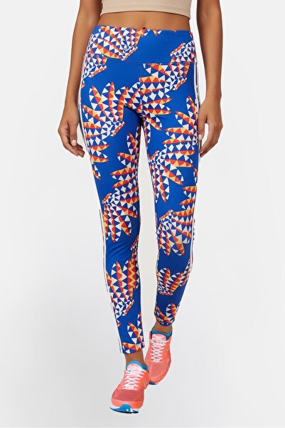 adidas Blue Girl's Regular Waist Tight Fit Patterned Leggings Ip1843-G Farm L...